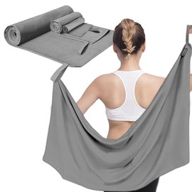 SAN KARA Toallas Deportivas de Microfibra (3 PCS) - Toallas Microfibra Secado Rápido, Ligeras para Viaje, Playa, Natación, Yoga y Gimnasio - Gris