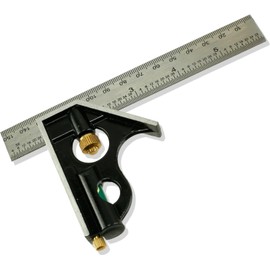AJ 6" Combination Square with Built-in Level - 8-in-1 Carpenter's Tool adjustable