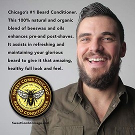 Sweet Comb Chicago: Acondicionador de barba de cera de abeja, fuerte sujeción para tu barba, fortalece y suaviza barbas y bigotes, cera acondicionadora para hombres