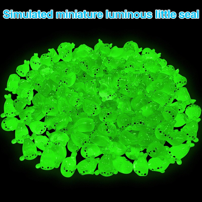 BICHENHWAI 100Pcs Glow in The Dark Mini Seal Figurines Cute