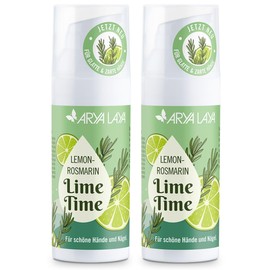 ARYA LAYA Lemon Rosemary Hand Care in Double Pack (2 x 50 ml) - Lime Time (Special Edition) for Delicate Hands, in Practical Airless Dispenser, Vegan