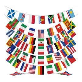 100 Countries String Flags 96ft, International Nations Bunting Banner, Multinational Flag Decor, Polyester Outdoor Flag Banner, Sports Bar Home Yard Decor for Worldwide Sporting Events