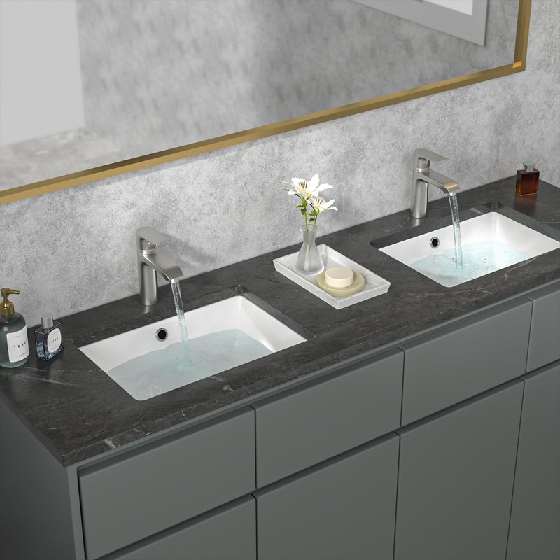 Sarlai Bathroom Sink Undermount - 18.5" Pure White Rectangle Undermount
