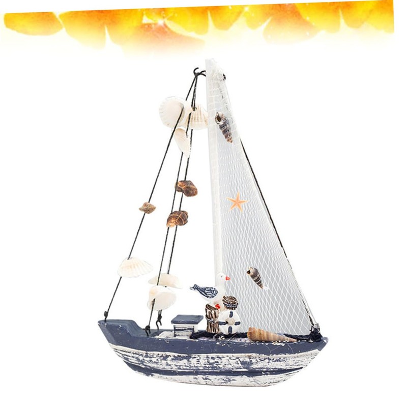ORFOFE Marine Shell Sailing Boat Ornament Resin Craft Home Decor