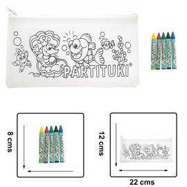 Partituki Party Bag Children's Birthday Boy Pencil Case to Paint Sets of 7 Coloured Crayons Small gifts for kids party. Pinata filling. Non-toxic certified.