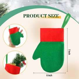 Realspring 12 Pcs 7 Inch Mini Christmas Stockings Hanging Small Stockings Christmas Mitten Stocking Decorations Christmas Stockings with Cuff for Xmas Tree Decor Family Presents Fill (Green Red)