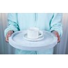 CYS EXCEL 13 Inch White Round Wooden Tray, Decorative Serving