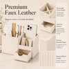 KINGFOM Luxury PU Leather Desk Organizer with Drawer, Modern Aesthetic