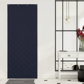 NICETOWN Insulated Door Curtain for French Door, Soundproof Door Cover Thermal Thick Door Curtain for Winter, Windproof Warm Durable Screen Door Shade, 34" Wide x 82" Long, Navy Blue, 1 Panel