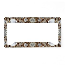 CafePress Bling Bling Gold Rhinestone License Plate Holder Aluminum License Plate Frame, License Tag Holder