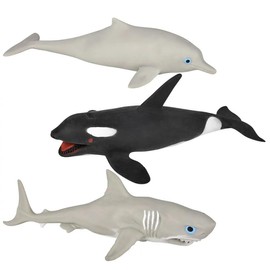 Set of 3 Sand Filled Ocean Animals - Orca, Dolphin, Shark - Moldable Sensory, Stress, Squeeze Fidget Toy ADHD Special Needs Soothing Sea OT