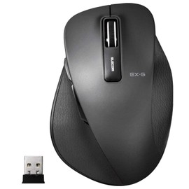 Elecom M-XGL10DBSBK Wireless Mouse (Receiver Included) 5 Buttons (Equipped with Back/Forward Button), Quiet, Blue LED, Extreme Grip, Black, Size L