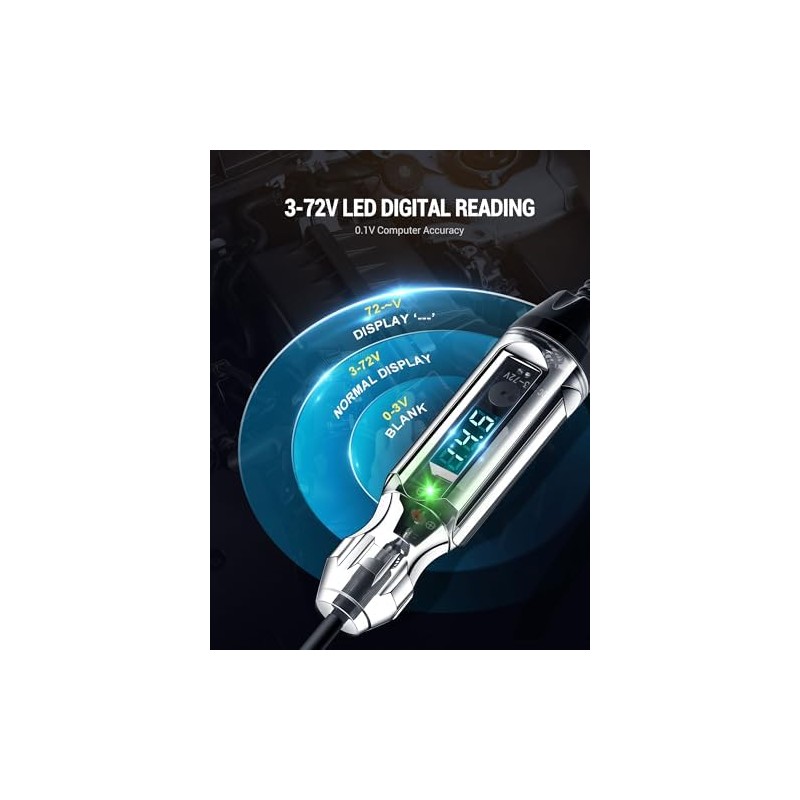 Probador de Circuito Automotriz con Buzón 3-72V Mejorado, Probador de