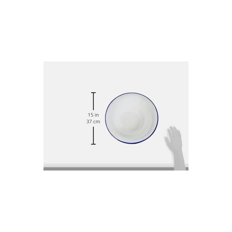 IBILI Wash Blanca Bowl 32 cm of Enamelled Steel, White/Blue,
