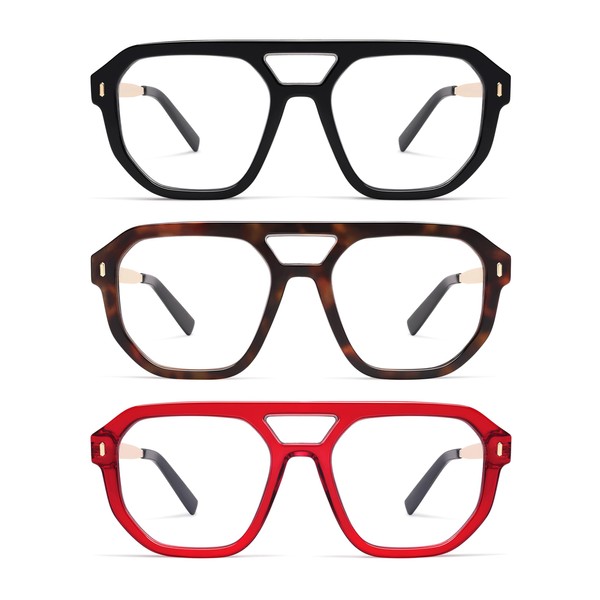 AMOMOMA Retro Square Aviator Reading Glasses for Women,Blue Light Blocking