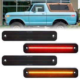 Led Side Marker Lights for Ford F100 150 Bronco 78-79 Econoline Van 75-91 Amber Red Smoke Crystal Signal Blinker Indicator LampsNumber of Bulbs: 4, Light Color: Crystal ,Non sequential 02-0516, Lamp Type: LED