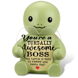 akeke You're a Turt-Ally Awesome Boss Cute Turtle Figurine - Little Resin Turtle Sculpture with Inspirational Motivational Message for Birthday Present Gift for Women Boss Lady ATT12