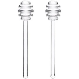 2Pcs Transparent 6" Glass Honey Dipper Sticks Stirring Sticks Server Honey Spoon Dipper Stirrer Honey Wand for Honey Pot Jar Containers Honey Dispense Drizzle, Home and Kitchen