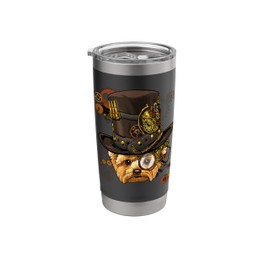 Steampunk Gothic Yorkshire Terrier Dog Face Pet Yorkie Lover Stainless Steel Insulated Tumbler