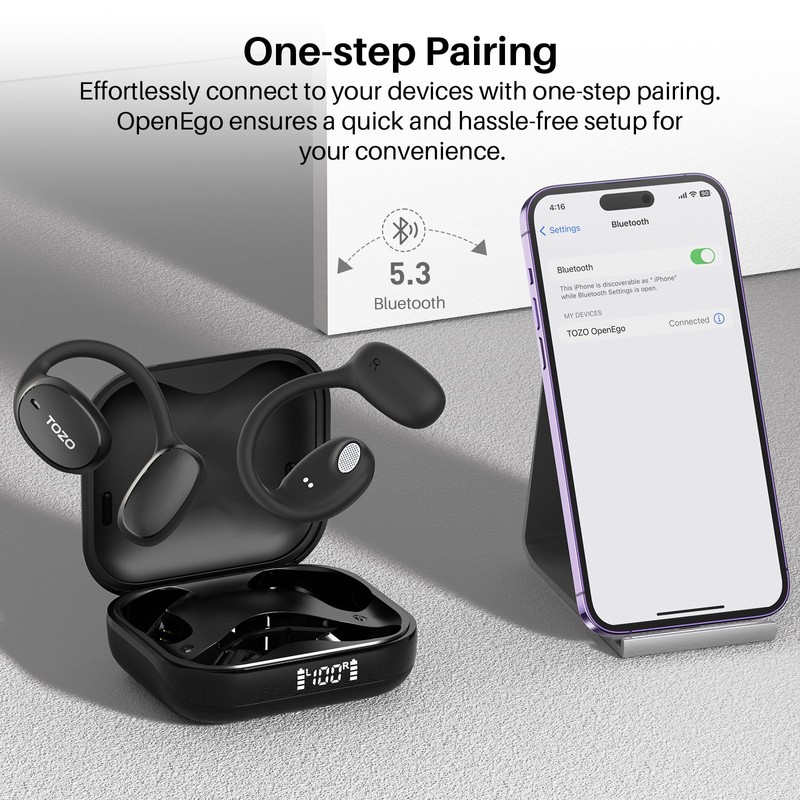 TOZO OpenEgo Open Ear Earbuds Bluetooth Headphones, AI Translation Wireless
