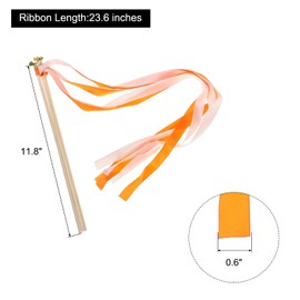 MECCANIXITY 20Pcs Wedding Ribbon Sticks Party Ribbon Streamers Sticks for Wedding Party Celebration Orange,Light Orange