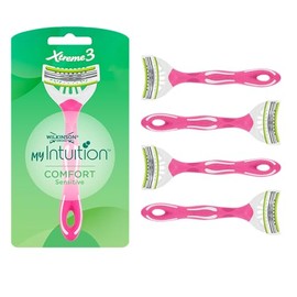 Wilkinson Sword myIntuition Xtreme 3 Comfort Sensitive Women's Disposable Razors, Sensitive Skin Razors for Women, 4 Pack