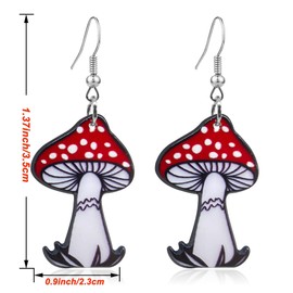 RofYof Mushroom Earrings Cute Mushroom Female Body Earrings Creative Acrylic Dangle Earrings Funny Holiday Gifts (mushroom-8)