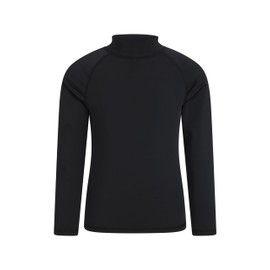 Mountain Warehouse Kids Rash Vest - UV Protection Rash Guard, Long Sleeves Childrens Rash Shirt, Flat Seams, Quick Drying, Stretch Fabric - Ideal for Swimming, Black Kids Size 7-8 Years