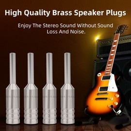 Monosaudio 4 Pcs Speaker Banana Plug Banana Plug Pure Copper Audio Banana Plug Converter for Double Screw Fast Lock High End Grade Banana Plug Cable for Speaker Wire 10AWG to 17AWG Banana Plug