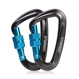STURME Carabiner Clip 12KN Aluminium Wiregate Lightweight Heavy Duty Large Strong Durable D-Ring Hooks Spring Snap Link Keychain Clips Set for Hammock Improved Design 2018 (Black)