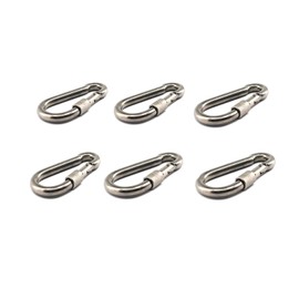 Annakideya 304 stainless steel M5 locking carabiner with female spring buckle suitable for keychain, camping, hiking, fishing, backpacking pack of 6 pcs