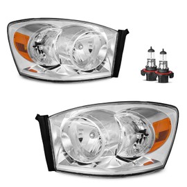 Vizotae Headlights Assembly for 2006-2008 Dodge Ram 1500/2500/3500 Halogen Headlamp Replacement, High/Low Beam with Bulbs, Passenger and Driver Side
