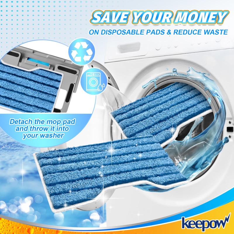 KEEPOW Reusable Mop Pads Refills, Replacement Pads Compatible with Shark