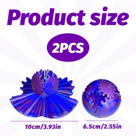 Gear Ball Fidget,1PCS Gearsphere - the Steampunk Whirling Wonder Fidget Gear Ball,Gear Sphere Fidget Toy,Fidget Gear Ball,2.56in/6.5cm Gearsphere Fidget for Stress and Anxiety Relief(Blue-Purple)