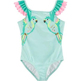 Carter's Girls' Heart One Piece Swimsuit (Turquoise/Bird, 12 Months)