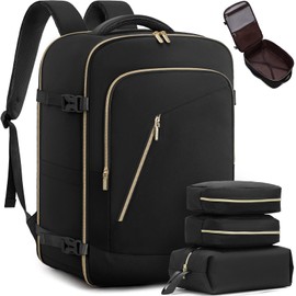 LOVEVOOK Travel Backpack for Women, 50L Carry on Backpack for Airplanes, Large TSA Personal Item Travel Bag Fits 17.3" Laptop, Water-Resistant Business Weekender Backpack, 4Pcs