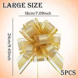 LHLZNB 5 pieces Big Car Bow,Giant Bow for Car(63inch/160 cm),wedding car ribbon kit，car ribbon for prom，Gift Wrapping for New Car,Huge Presents Bows Decoration (golden)