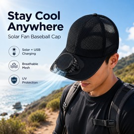 Solar Fan Baseball Cap for Outdoor Use – USB-Rechargeable Mesh Sun Hat with Adjustable Fit for Summer Activities