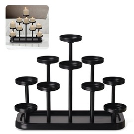 yucanucax 10arms Tea Candle Holder Tray, Metal Black Candlestick Holder, Candle Holders Set of 10, for Dining Room, Table Centerpiece Decor,Decorative Tray…