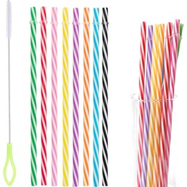 25PCS Reusable Straw and 1PCS Brush, Cute Rainbow Colored Drinking Straw, Hard Reusable Straws with Ring, Practical Beverage Drinking Straw, Used for Water, Coffee, Beverages, Etc ﻿ ﻿