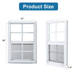 Ktondic 2 Pack Shed Window 12"X18" White Flush Mount Household Windows with Tempered Glass and Fiberglass Screen for Shed Chicken Coop Playhouse and Garage
