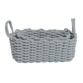 Cotton Rope Storage Basket Hand Knitting Nordic Style Desktop Storage Organizer for Key Snacks Underwear Grey 36x25x15cm/14.2x9.8x5.9in
