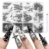 XEAOHESY 1 Box Metalpunk Style Nail Charms and Gems Gunmetal