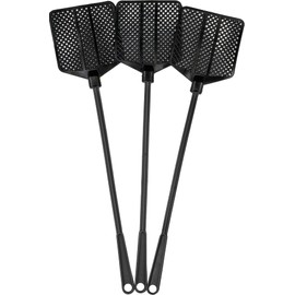 OFXDD Rubber Fly Swatter, Long Fly Swatter Pack, Fly Swatter Heavy Duty, All Black Colors (3 Pack)