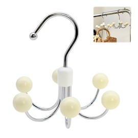 Tie Holder with 6 Hooks, 360° Belt Storage Rotating Belt Organiser Made of Steel, Space Saving for Ties, Belts and Bag Holders