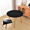 Amonsa Round Fitted Black Tablecloth with Elastic for 48 inch