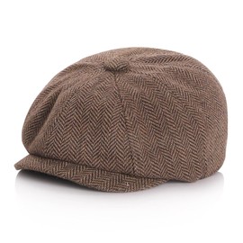 Golden Apple Unisex Parent-Child Beret Cap Tweed Flat Cap Octagonal Newsboy Gatsby Peaked Cap (UK, Alpha, S, M, Coffee)