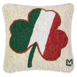 Chandler 4 Corners Artist-Designed Shamrock Flag Hand-Hooked Wool Decorative Throw Pillow (14 in x 14 in) St Patrick's Pillow for Couches & Beds - Low Maintenance St Patty's Day Clover Pillow