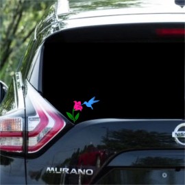 Handmade Flower and Hummingbird Vinyl Decal