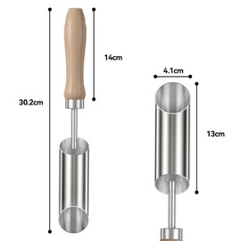 FLORA GUARD Stainless Steel Small Bulb Planter Tool, 30cm Garden Transplanter Didder with Wooden Handle, Manual Hole Digger for Planting Bulbs, Seeds & Seedlings